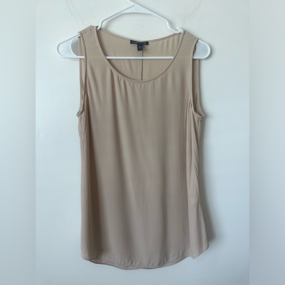 Eileen Fisher 100% Silk Scoop Neck Tank in Tope Size XS